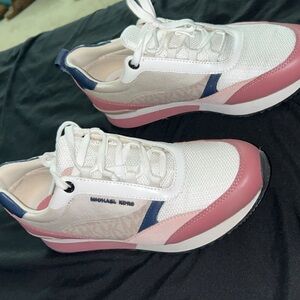 Michael Kors Allie Stride leather and mesh trainers